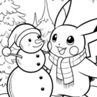 Pikachu’s Cozy Winter Wonderland Coloring Page