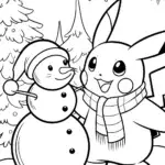Pikachu’s Cozy Winter Wonderland Coloring Page