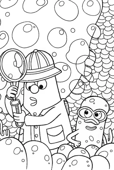 A coloring page of Captain Barnacles and Kwazii Underwater Detective Coloring Page