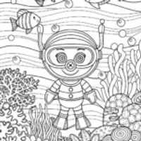 Huggy Wuggy’s Scuba Splash Coloring Page