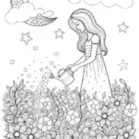 Barbie’s Dreamy Starlit Garden Coloring Page