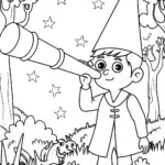 Norbert the Gnome’s Telescope Adventure Coloring Page
