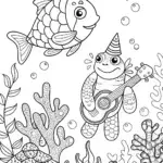 Underwater Summer Fiesta Coloring Page