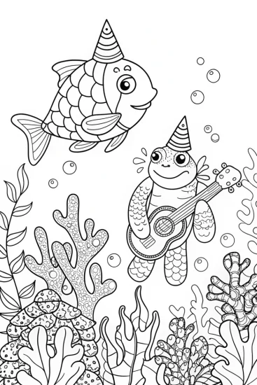A coloring page of Underwater Summer Fiesta Coloring Page