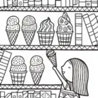 The Ice Cream Library Adventure Coloring Page