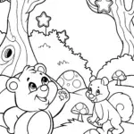 Cheer Bear’s Enchanted Forest Adventure Coloring Page