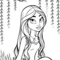 Jasmine and the Whispering Willows Coloring Page