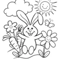 Bouncy Bunny and the Colorful Carrots Coloring Page