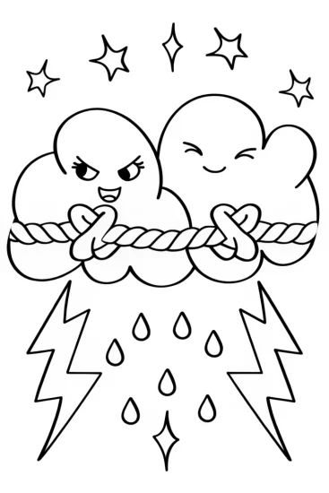 A coloring page of Lightning Bolt Tug-of-War Coloring Page