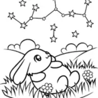 Bunny’s Dreamy Stargazing Adventure Coloring Page