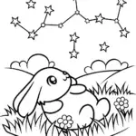 Bunny’s Dreamy Stargazing Adventure Coloring Page