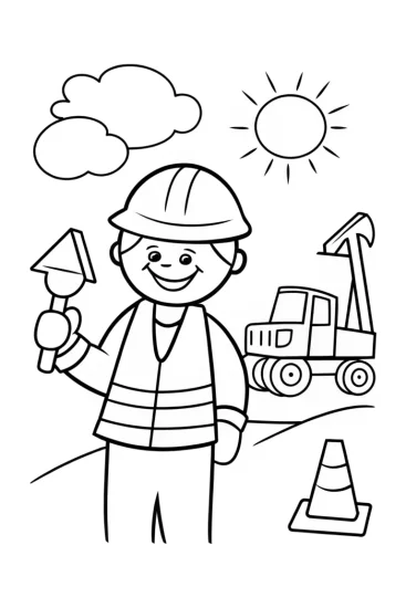 A coloring page of Blippi’s Exciting Construction Adventure Coloring Page