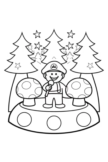 A coloring page of Mario’s Enchanted Music Festival Coloring Page