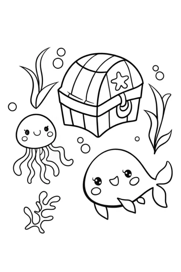A coloring page of Shopkins Under the Sea Adventure Coloring Page