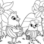 Chickens on a Treasure Hunt Coloring Page
