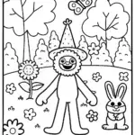 Huggy Wuggy’s Magical Garden Fiesta Coloring Page