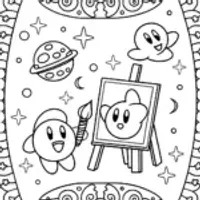Kirby’s Galactic Art Adventure Coloring Page
