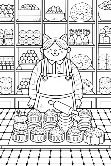 A coloring page of Minecraft Bakery Adventure Coloring Page
