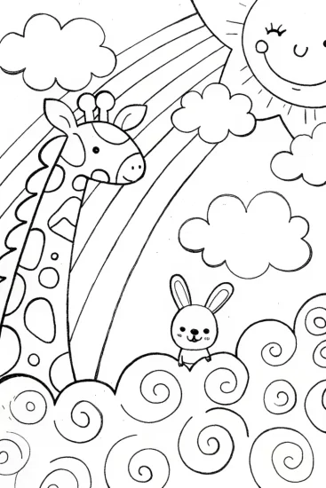 A coloring page of Rainbow Friends: Cloudy Adventure Coloring Page