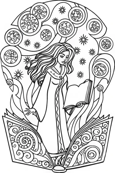 A coloring page of The Summoning of the Celestial Beasts Coloring Page