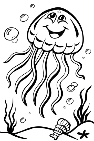 A coloring page of The Jolly Jellyfish Dance Coloring Page