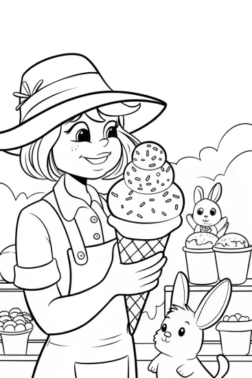 A coloring page of The Ice Cream Artist Coloring Page