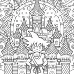 Goku’s Cosmic Castle Adventure Coloring Page