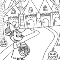 Minnie Mouse’s Trick or Treat Adventure Coloring Page
