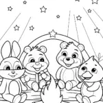 Rainbow Friends Under the Starry Sky Coloring Page