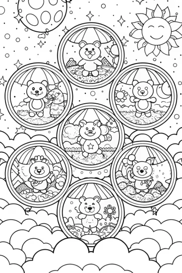 A coloring page of Care Bear Bubble Adventure Coloring Page