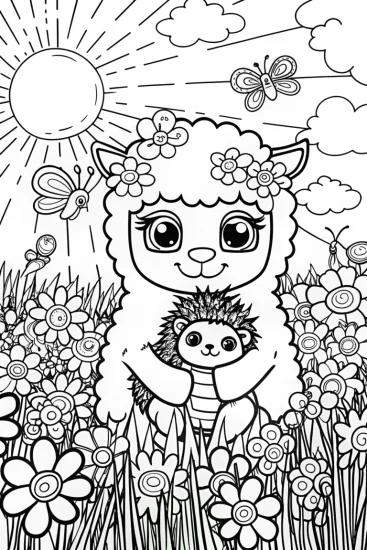 A coloring page of Snuggle Up with the Cozy Critters Coloring Page