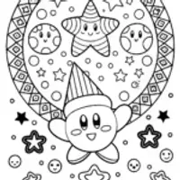 Kirby’s Celestial Festival Coloring Page