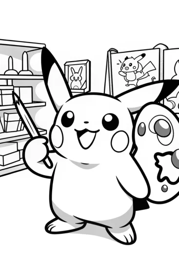 A coloring page of Pikachu’s Crafty Adventure Coloring Page