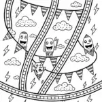 Lightning Bolt Race Track Coloring Page