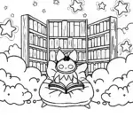 Kuromi’s Enchanted Book Nook Coloring Page
