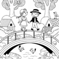 Rainbow Bridge Adventure Coloring Page