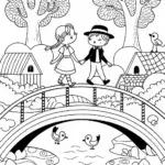 Rainbow Bridge Adventure Coloring Page