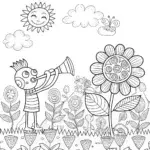 Bluey and Bingo’s Magical Music Garden Coloring Page