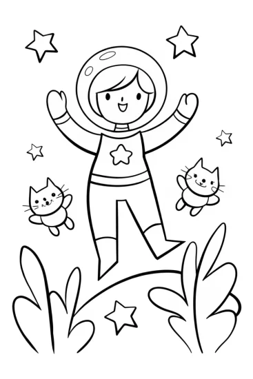 A coloring page of Gabby’s Space Adventure Coloring Page