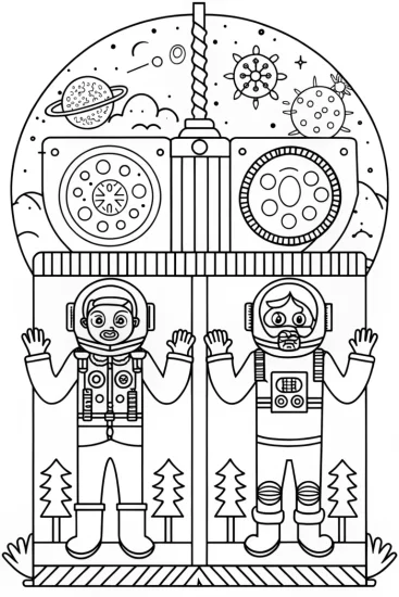 A coloring page of Mario and Luigi’s Time-Traveling Quest Coloring Page