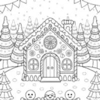 Gingerbread House Festival Coloring Page