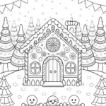 Gingerbread House Festival Coloring Page