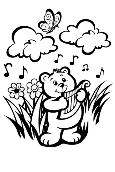 A coloring page of Care Bear’s Enchanted Music Garden Coloring Page