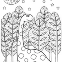 Dino Daydreaming Under the Stars Coloring Page