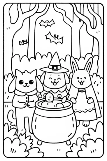 A coloring page of The Cackling Cauldron Coloring Page