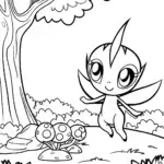 Celebi the Guardian of the Forest Coloring Page