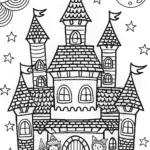 The Enchanted Halloween Castle Coloring Page