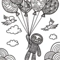 Huggy Wuggy’s Balloon Flight Coloring Page