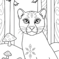 The Panther and the Spirit of the Forest Coloring Page