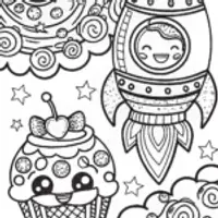 Cupcake rocket in the starry skies